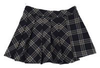 Čierno-sivo-hnedá kockované skladaná sukňa Zara