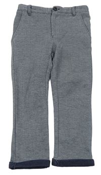 Tmavomodré vzorované teplákové chino nohavice Pep&Co
