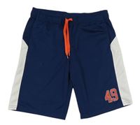 Tmavomodro-bílé sportovní kraťasy s číslem H&M