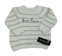 Nové - Bielo-zelený pruhovaný sveter s nápisom Dunnes Stores