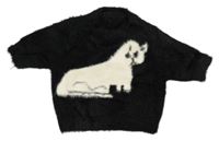 Čierny chlpatý sveter s mačičkou