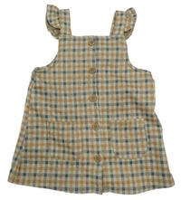 Béžovo-bielo-svetlomodré kockované šaty s volánikmi Tu