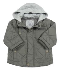 Antracitová šusťáková prošívaná zateplená bunda s kapucí Next