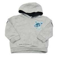 Svetlosivá mikina s robotmi a kapucňou F&F