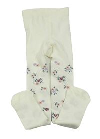 Bílé květované punčocháče