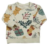 Smetanová mikina s vánočními obrázky H&M