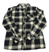 Čierno-bielo-horčicová kockovaná flanelová košeľa Yigga