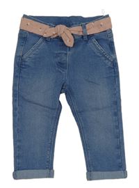 Světlemodré teplákové skinny rifle s páskem C&A