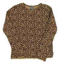 Žluto-béžovo-černé žebrované triko s leopardím vzorem Next