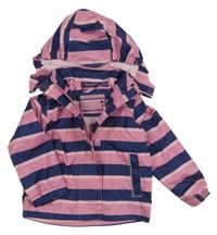 Ružovo-tmavomodrá pruhovaná jarná bunda s kapucňou Impidimpi