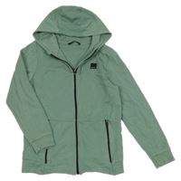 Zelená propínací mikina s nášivkou a kapucí George