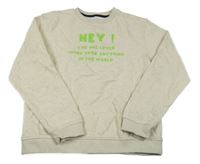 Béžová melírovaná mikina s nápisom Kiabi