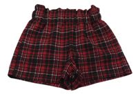 Červeno-černo-bílé kostkované kraťasy Shein