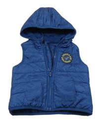 Tmavomodrá šušťáková zateplená vesta s dinem a kapucňou Impidimpi