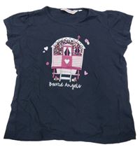 Tmavomodré tričko s domečkem Board Angels