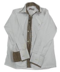 Bielo-béžová košeľa s kostkovanými prvky