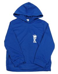 Tmavomodrá mikina s písmenem a kapucňou Shein