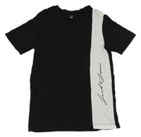 Čierno-biele tričko s nápisom Jack & Jones