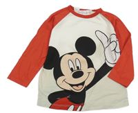 Béžovo-červené triko s Mickeym Zara