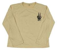 Pískovo-čierne tričko s nápismi