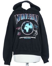 Dámská černá mikina s potiskem NASA a kapucí H&M
