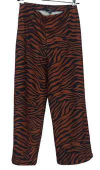 Dámske skořicovo-čierne vzorované voľné é nohavice zn. Primark