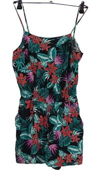 Dámsky čierny kvetovaný letný overal H&M