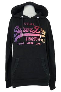 Dámská černá mikina s logem a kapucí Superdry 