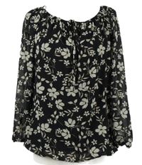 Dámská černá květovaná šifonová halenka Zabaione 