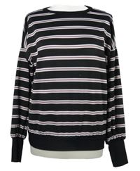 Dámská černo-bílo-růžová pruhovaná mikina Boohoo 