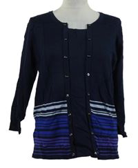 Dámský tmavomodrý pruhovaný svetr M&Co