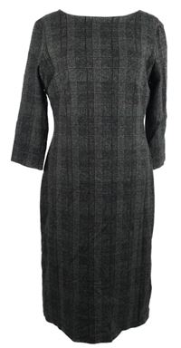 Dámske tmavošedo-vínové kockované pletené šaty Hobbs