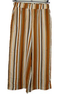 Dámské skořicovo-bílo-oranžové pruhované culottes kalhoty Blind Date 