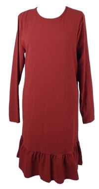 Dámské karmínové šaty s volánem Tessentials 