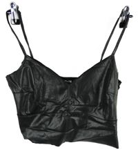 Dámský černý koženkový crop top Amisu 