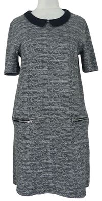 Dámske čierno-biele melírované pletené šaty H&M