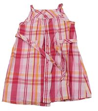 Ružovo-žlto-oranžové kockované prepínaci šaty H&M