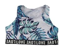 Biely športový crop top s listami a nápisom zn. Shein