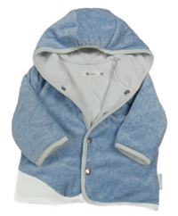 Světlemodrá sametová zateplená propínací mikina s kapucí 