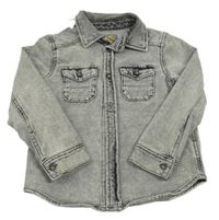 Sivá melírovaná tepláková rifľová košeľová bunda Mothercare