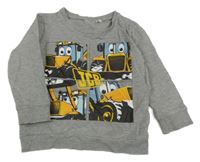 Sivá ľahká mikina s traktory JCB
