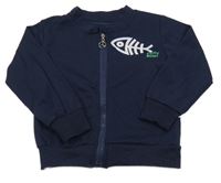 Tmavomodrá ľahká prepínaci mikina s rybou