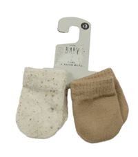 Nové - 2x pletené rukavice béžové+ bílé melírované George