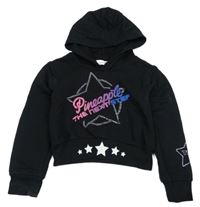 Čierna crop mikina s logom a kapucňou Pineapple