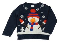 Tmavomodrý sveter so sněhulákem F&F
