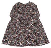 Čierne kvetinové bavlnené šaty H&M