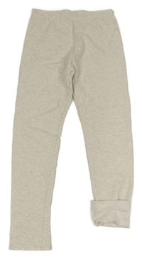 Bielo-béžové melírované teplákové legíny L&D