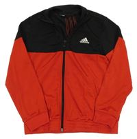 Černo-červená sportovní propínací mikina s logem Adidas