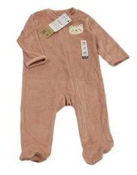 Nové - Růžový sametový overal s kočkou Kiabi