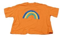 Oranžové crop tričko s duhou Next